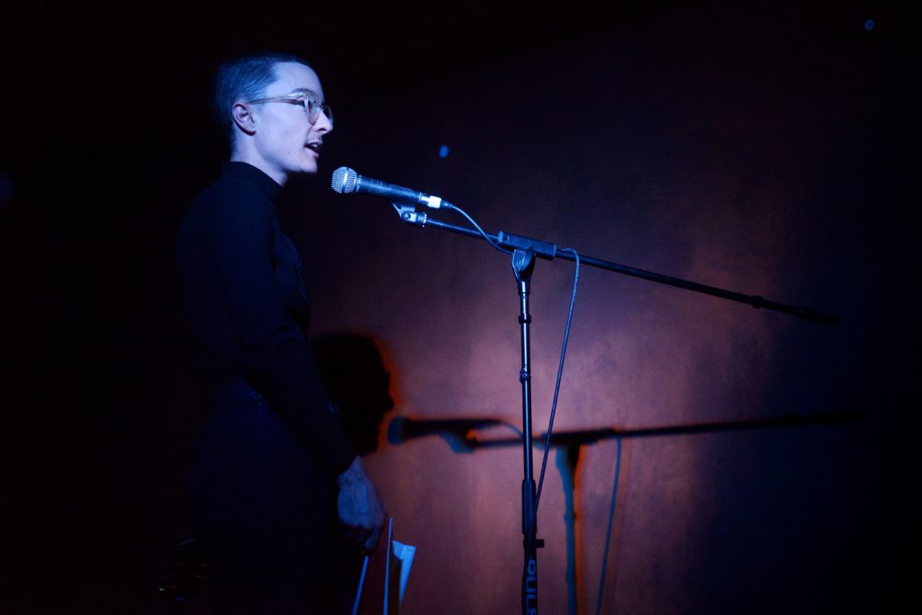 Eris Young, reading at Launch Party, ROST. Photo: Andrew Mckenna